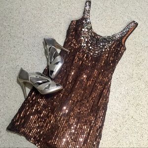 Glam gold and brown sequin bodycon dress!